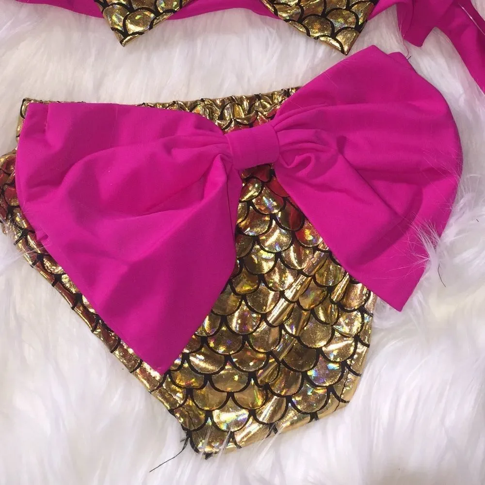 2pc Holographic Mermaid Bathing Suit